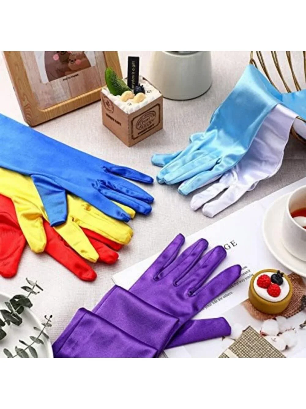Elegant 9 Pcs Elbow Length Satin Gloves for Women - 1920s Opera Party Mittens